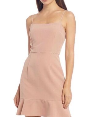 Gianni Bini Blush Pink Spaghetti Strap Ruffle Hem Mini Dress